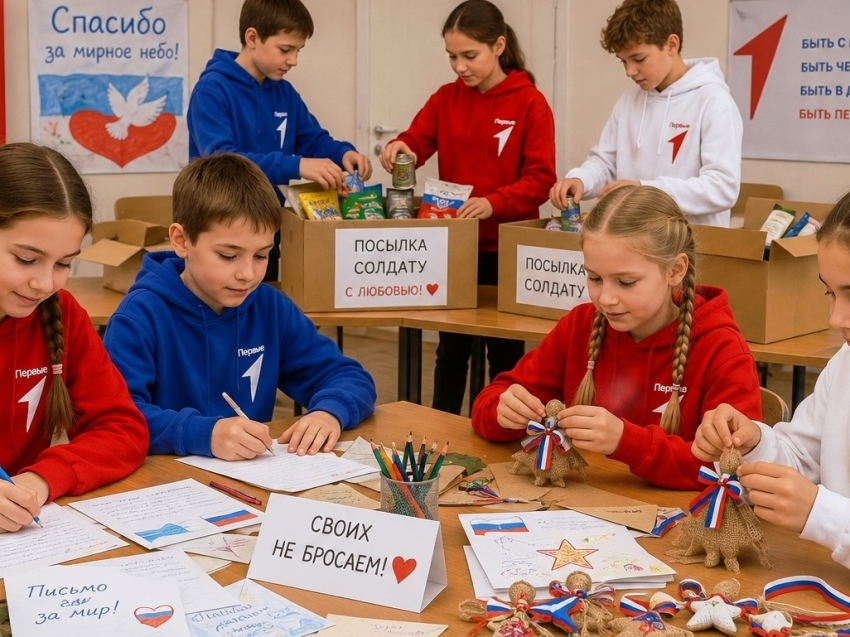 ​Юные волонтёры из Сретенска собрали посылки и сплели обереги для бойцов СВО